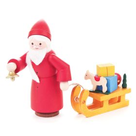 HANDCRAFTED MINIATURE SANTA WITH SLEIGH