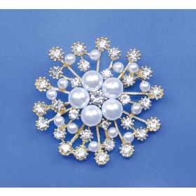 LARGE SNOWFLAKE WITH PEARLS BROOCH