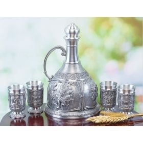 PEWTER "GAMBRINUS" SCHNAPS SET