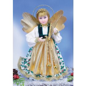 BAVARIAN WAX ANGEL WITH WHITE SKIRT & HARP