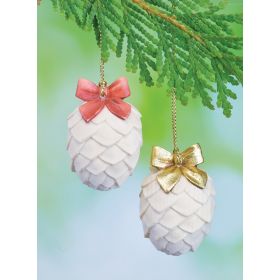 SET/2 CARVED PINE CONE ORNAMENTS