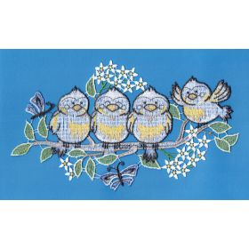 WHIMSICAL BLUEBIRDS LACE ART