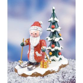 MINI SANTA ON SKIS FIGURINE