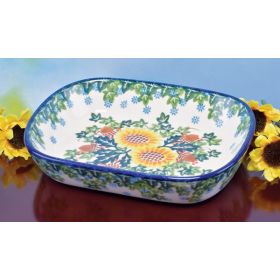 POLISH POTTERY UNIKAT SUNFLOWER MINI PLATTER