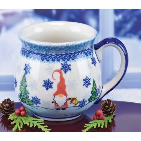 POLISH POTTERY WINTER GNOMES MUG