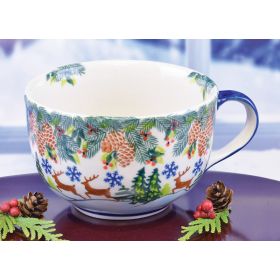 POLISH POTTERY REINDEER JUMBO MUG/SOUP BOWL