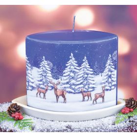 EMBOSSED WINTER WONDERLAND CANDLE WITH BASE