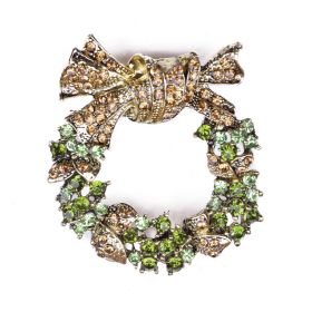 GOLDEN WREATH CRYSTAL BROOCH