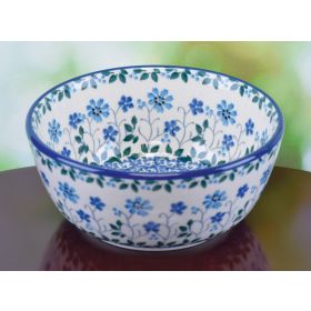 POLISH POTTERY DESSERT BOWL WITH WILDFLOWERS