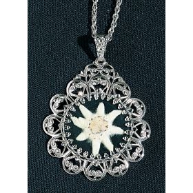 SMALL ROUND GENUINE EDELWEISS PENDANT