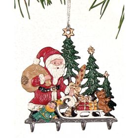 SANTA WITH SLED PEWTER ORNAMENT